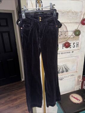 Judy Blue Black Corduroy Flare Jeans with Gold Accents